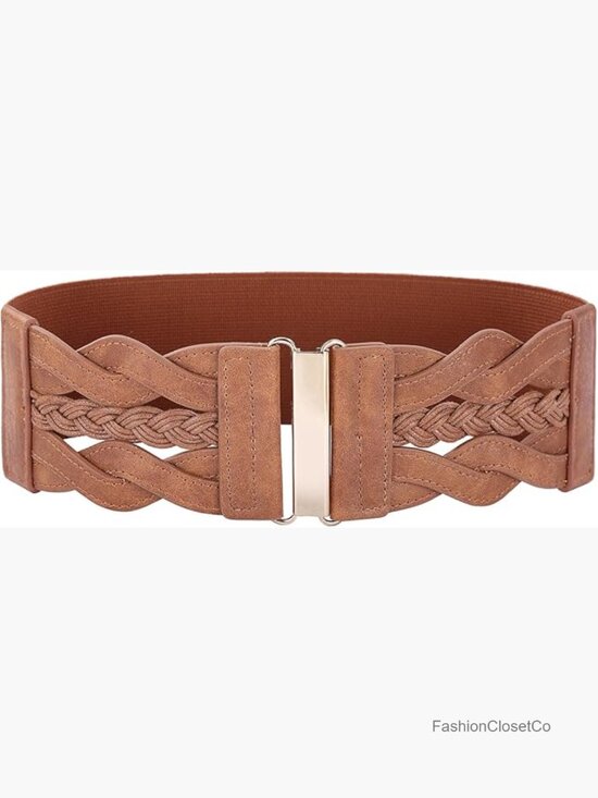 Wide Vintage Stretchy Elastic Cinch Belt for Dresses